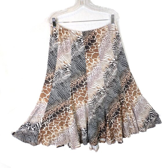Variations Vintage Animal Print Brown & White skirt Large - Picture 2 of 3